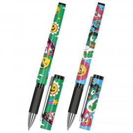 Ручка шариковая с грипом FUNSTER GRIP "ATTENTION!", СИНЯЯ, пишущий узел 0,7 мм, линия письма 0,3 мм, 144395