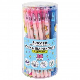 Ручка шариковая с принтом FUNSTER STICK "КОТ-ЭНТУЗИАСТ", СИНЯЯ, SOFT TOUCH покрытие, узел 0,7 мм, линия 0,35 мм, 144398