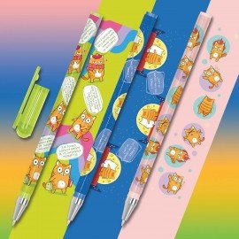 Ручка шариковая с принтом FUNSTER STICK "КОТ-ЭНТУЗИАСТ", СИНЯЯ, SOFT TOUCH покрытие, узел 0,7 мм, линия 0,35 мм, 144398