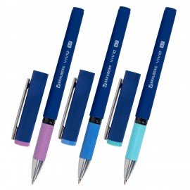 Ручка шариковая с грипом BRAUBERG "CLASSIC/PASTEL", СИНЯЯ, SOFT TOUCH покрытие, узел 0,7 мм, линия письма 0,35 мм, 144399