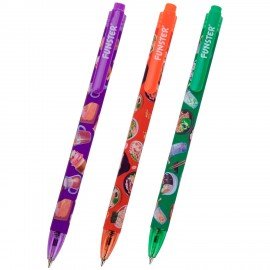 Ручка шариковая автоматическая с принтом FUNSTER "TASTY FOOD", корпус soft-touch, СИНЯЯ, пишущий узел 0,7 мм, линия письма 0,35 мм, 144403