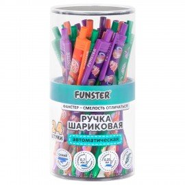 Ручка шариковая автоматическая с принтом FUNSTER "TASTY FOOD", корпус soft-touch, СИНЯЯ, пишущий узел 0,7 мм, линия письма 0,35 мм, 144403