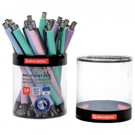 Ручка шариковая автоматическая BRAUBERG "VIVID PASTEL", корпус soft-touch, СИНЯЯ, пишущий узел 0,7 мм, линия письма 0,35 мм, 144404