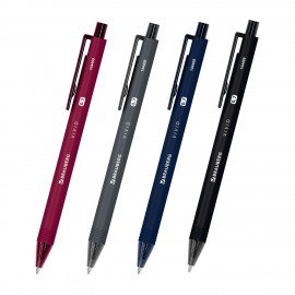 Ручки шариковые автоматические BRAUBERG "VIVID", СИНИЕ, НАБОР 4 ШТУКИ, soft-touch, пишущий узел 0,7 мм, линия письма 0,35 мм, 144409