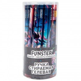 Ручка стираемая гелевая с принтом FUNSTER "ANIME", СИНЯЯ, корпус ассорти, игольчатый наконечник 0,5 мм, линия 0,35 мм, 144412