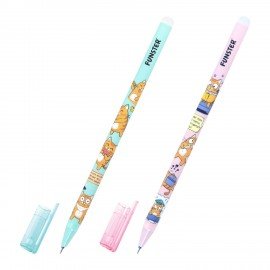 Ручка стираемая гелевая с принтом FUNSTER "КОТ-ЭНТУЗИАСТ", СИНЯЯ, корпус ассорти, игольчатый наконечник 0,5 мм, линия 0,35 мм, 144414