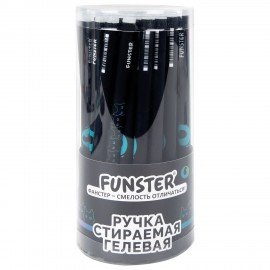 Ручка стираемая гелевая с принтом FUNSTER "BLACK CAT", СИНЯЯ, корпус ассорти, игольчатый наконечник 0,5 мм, линия 0,35 мм, 144415
