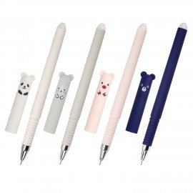 Ручка стираемая гелевая FUNSTER "CUTE ANIMALS", СИНЯЯ, корпус soft-touch ассорти, игольчатый узел 0,5 мм, линия письма 0,35 мм, 144434