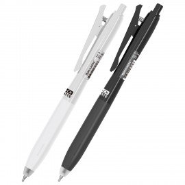 Ручка шариковая автоматическая С УДЛИНЕННЫМ ГРИПОМ BRAUBERG "BLACK & WHITE", СИНЯЯ, пишущий узел 0,5 мм, линия письма 0,35 мм, 144462