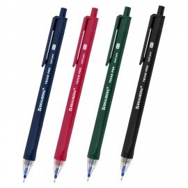 Ручка шариковая автоматическая BRAUBERG "TRIOS PRO COLOR", СИНЯЯ, трехгранный корпус, пишущий узел 0,5 мм, линия письма 0,35 мм, 144464