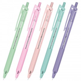 Ручки шариковые автоматические с грипом BRAUBERG "CLASSIC PASTEL", СИНИЕ, НАБОР 5 ШТ, пишущий узел 0,5 мм, линия письма 0,35 мм, 144470