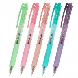 Ручки шариковые автоматические с грипом BRAUBERG "CLASSIC PASTEL", СИНИЕ, НАБОР 5 ШТ, пишущий узел 0,5 мм, линия письма 0,35 мм, 144470