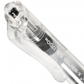 Ручка гелевая автоматическая BRAUBERG "X-WRITER 1700" УВЕЛИЧЕННАЯ ДЛИНА ПИСЬМА 1700 м, ЧЁРНАЯ, игольчатый узел 0,5 мм, линия 0,35 мм, 144472
