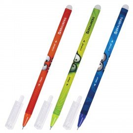 РЕЗЕРВ Ручка стираемая гелевая BRAUBERG CUTE MONSTERS, СИНЯЯ, корпус ассорти, линия 0, 144484