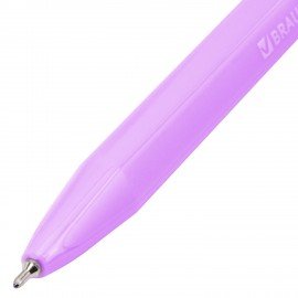 Ручка шариковая автоматическая BRAUBERG "TRIOS PASTEL COLOR", СИНЯЯ, корпус ассорти, пишущий узел 0,5 мм, линия письма 0,3 мм, 144496