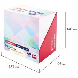 Ручка шариковая автоматическая BRAUBERG "TRIOS BRIGHT COLOR", корпус ассорти, СИНЯЯ, пишущий узел 0,5 мм, линия письма 0,3мм, 144497
