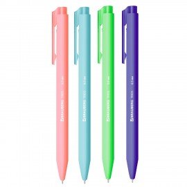 Ручка шариковая автоматическая BRAUBERG "TRIOS BRIGHT COLOR", корпус ассорти, СИНЯЯ, пишущий узел 0,5 мм, линия письма 0,3мм, 144497