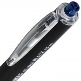 Ручка шариковая автоматическая BRAUBERG "OIL-BASE BLACK", СИНЯЯ, пишущий узел 0,5 мм, линия письма 0,3 мм, 144499