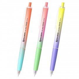 Ручка шариковая автоматическая BRAUBERG "OIL-BASE GRADE", СИНЯЯ, корпус ассорти, пишущий узел 0,5 мм, линия письма 0,3 мм, 144501