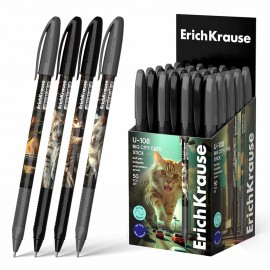 Ручка шариковая масляная ERICH KRAUSE U-108 "Stick Big City Cats",СИНЯЯ,узел 1мм,лини, 63103