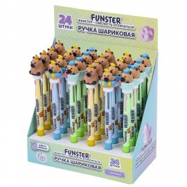 Ручка-спиннер многоцветная с топпером FUNSTER "COOL CAPY", 3 ЦВЕТА, ассорти, пишущий узел 0,7 мм, линия письма 0,35 мм, 144517