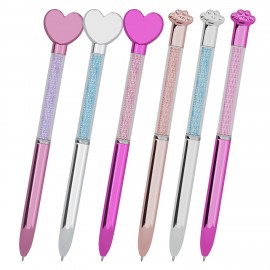 Ручка поворотная с топпером шариковая FUNSTER "SHINY HEART&PAW", СИНЯЯ, ассорти, пишущий узел 0,7 мм, 144519