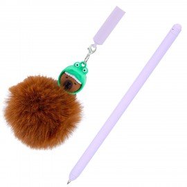 Ручка с пушистой подвеской шариковая FUNSTER "FLUFFY CAPY", СИНЯЯ, пишущий узел 0,7 мм, 144521