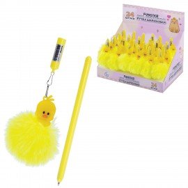 Ручка с пушистой подвеской шариковая FUNSTER "YES, DUCK", СИНЯЯ, пишущий узел 0,7 мм, 144523