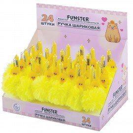 Ручка с пушистой подвеской шариковая FUNSTER "YES, DUCK", СИНЯЯ, пишущий узел 0,7 мм, 144523