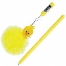 Ручка с пушистой подвеской шариковая FUNSTER "YES, DUCK", СИНЯЯ, пишущий узел 0,7 мм, 144523