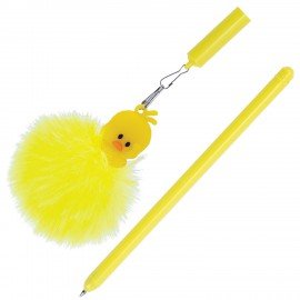 Ручка с пушистой подвеской шариковая FUNSTER "YES, DUCK", СИНЯЯ, пишущий узел 0,7 мм, 144523