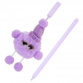 Ручка с пушистой подвеской шариковая FUNSTER "FLUFFY HAT", СИНЯЯ, пишущий узел 0,7 мм, 144524