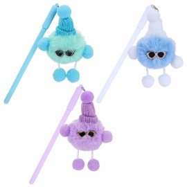 Ручка с пушистой подвеской шариковая FUNSTER "FLUFFY HAT", СИНЯЯ, пишущий узел 0,7 мм, 144524