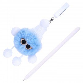 Ручка с пушистой подвеской шариковая FUNSTER "FLUFFY HAT", СИНЯЯ, пишущий узел 0,7 мм, 144524