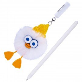Ручка с пушистой подвеской шариковая FUNSTER "FLUFFY DUCK", СИНЯЯ, ассорти, пишущий узел 0,7 мм, 144525
