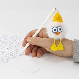 Ручка с пушистой подвеской шариковая FUNSTER "FLUFFY DUCK", СИНЯЯ, ассорти, пишущий узел 0,7 мм, 144525