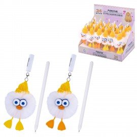 Ручка с пушистой подвеской шариковая FUNSTER "FLUFFY DUCK", СИНЯЯ, ассорти, пишущий узел 0,7 мм, 144525