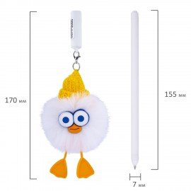 Ручка с пушистой подвеской шариковая FUNSTER "FLUFFY DUCK", СИНЯЯ, ассорти, пишущий узел 0,7 мм, 144525