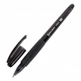 Ручка гелевая с грипом BRAUBERG "NEO", ЧЕРНАЯ, пишущий узел 0,5 мм, линия письма 0,35 мм, 144537