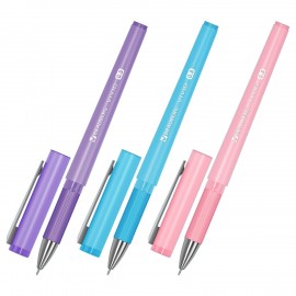 Ручки гелевые с грипом BRAUBERG "VIVID PASTEL", СИНИЕ, НАБОР 3 ШТ, игольчатый узел 0,5 мм, линия письма 0,35 мм, 144540