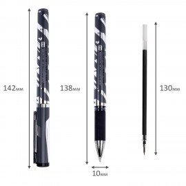 Ручка гелевая с грипом BRAUBERG "GRAPHITE VIVID", ЧЕРНАЯ, пишущий узел 0,5 мм, линия письма 0,35 мм, 144542