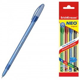 Ручки шариковые ERICH KRAUSE Neo, набор 4 ЦВЕТА, 0,7мм, европодвес, 47509