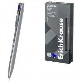 Ручка шариковая автоматическая ERICH KRAUSE Silverra Matic Classic, СИНЯЯ, линия 0,35, 63132