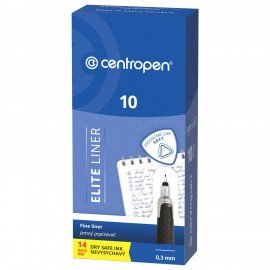 Ручка капиллярная (линер) ЧЕРНАЯ CENTROPEN "Elite liner", линия 0,3мм, 4721, ш/к 3303, 247210112