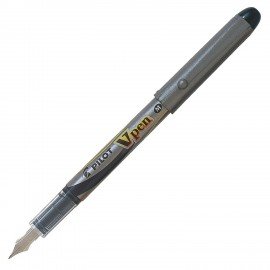 Ручка перьевая PILOT V-Pen, ЧЕРНАЯ, корпус серый, линия письма 0,58мм, SVP-4M B