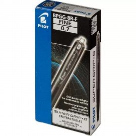 Ручка шариковая автоматическая с грипом PILOT Super Grip G, ЧЕРНАЯ, линия 0,21мм, BPGG-8R-F B