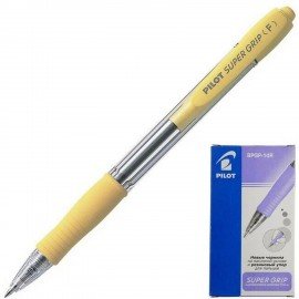 Ручка шариковая автомат. с грипом PILOT Super Grip, СИНЯЯ, желтые детали, линия 0,21мм, BPGP-10R-F, BPGP-10R-F Y