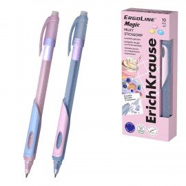 Ручка стираемая гелевая ERICH KRAUSE "ErgoLine Magic Stick&Grip Milky", СИНЯЯ, линия 0,5 мм, 65674
