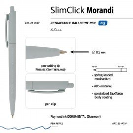 Ручка шариковая автоматическая BRUNO VISCONTI SlimClick.Morandi, СИНЯЯ, ассорти, 0,4 мм, 20-0507