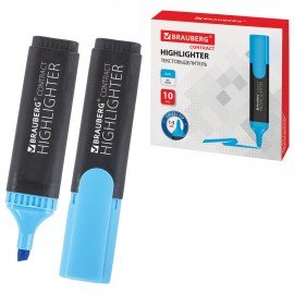 Текстовыделитель BRAUBERG "Contract", ГОЛУБОЙ, линия 1-5 мм, 150391